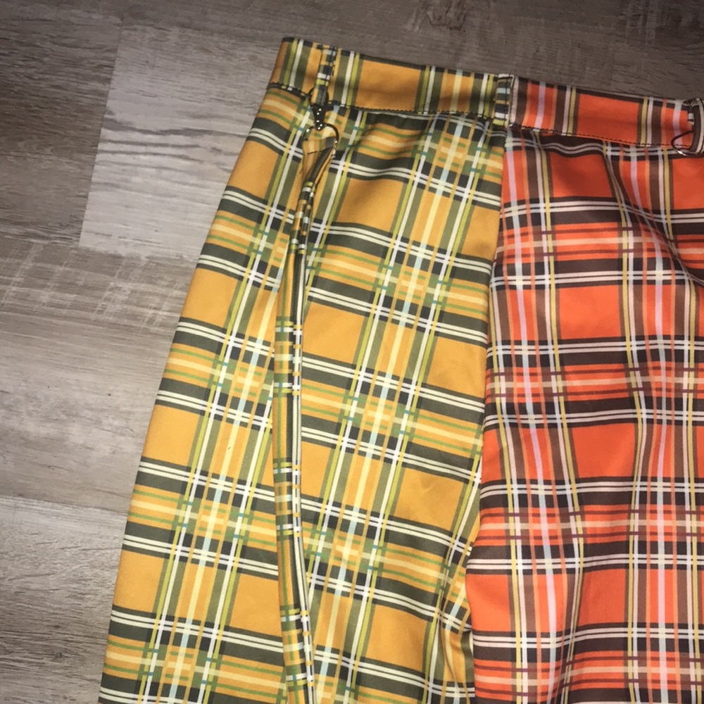 Blush Mark bicolor yellow and orange plaid straps pants size medium - Picture 10 of 13